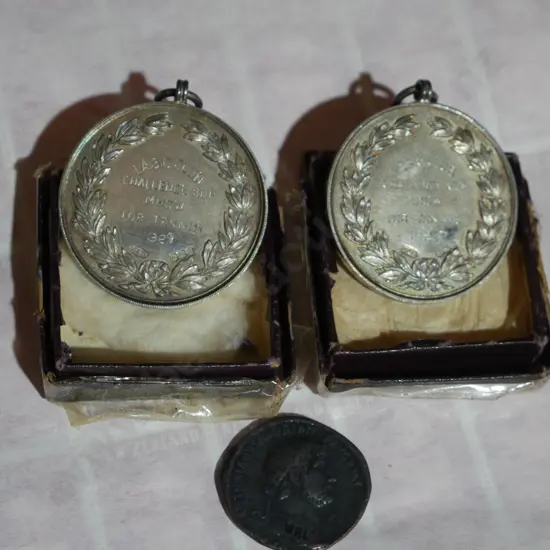 Two sterling silver tennis medals etc