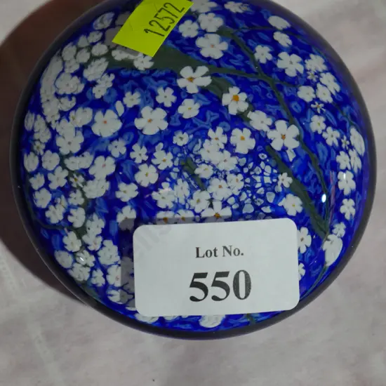 Glass paperweight signed