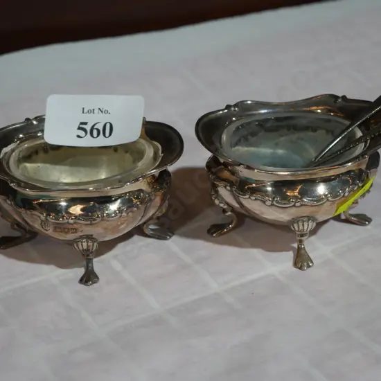 2 sterling silver open salts