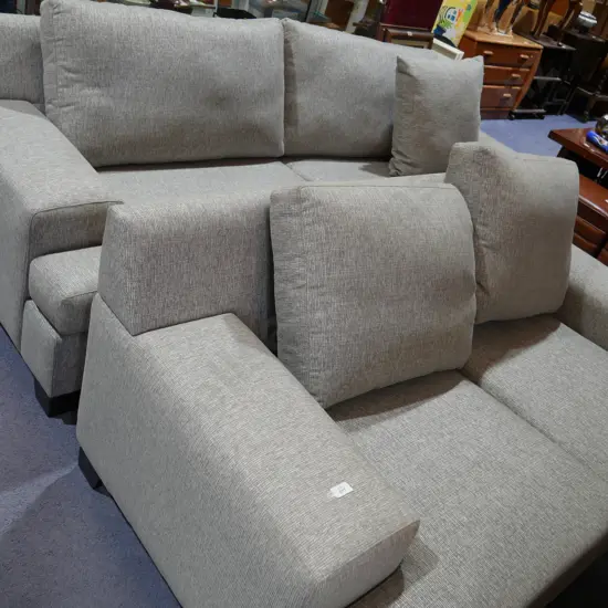 Two-piece grey fabric lounge suite