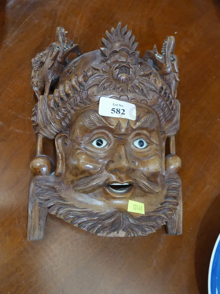 Wooden carved wall hanging mask Image 1++