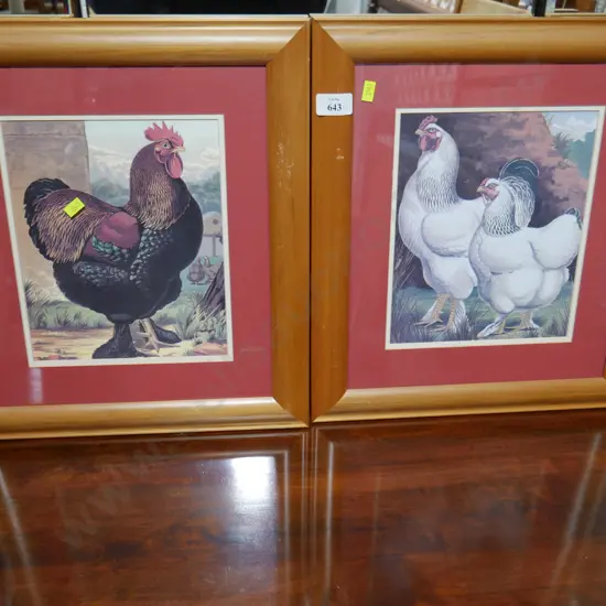 Two artwork roosters
