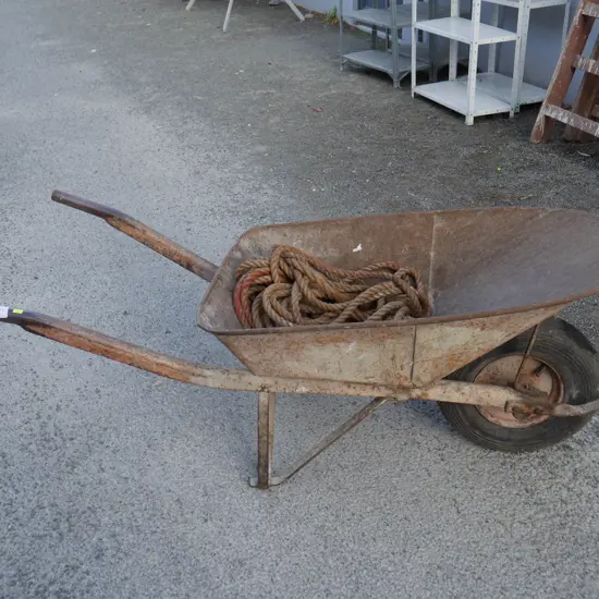 Wheelbarrow and rope