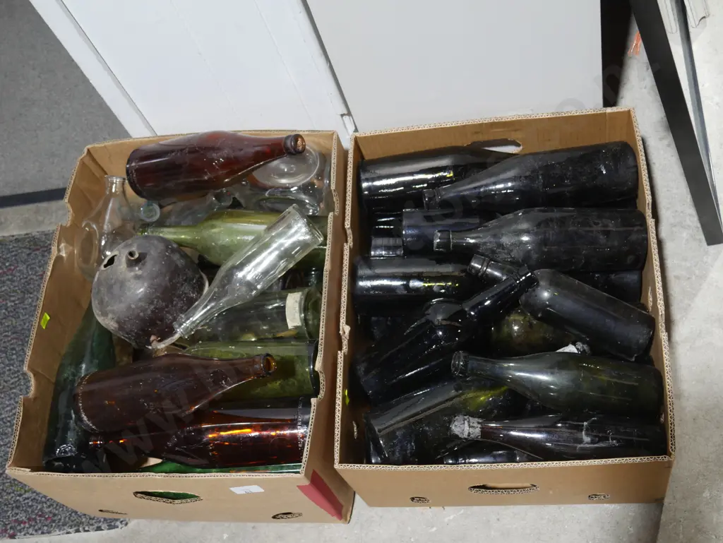 2 boxes of old glass bottles Image 1++