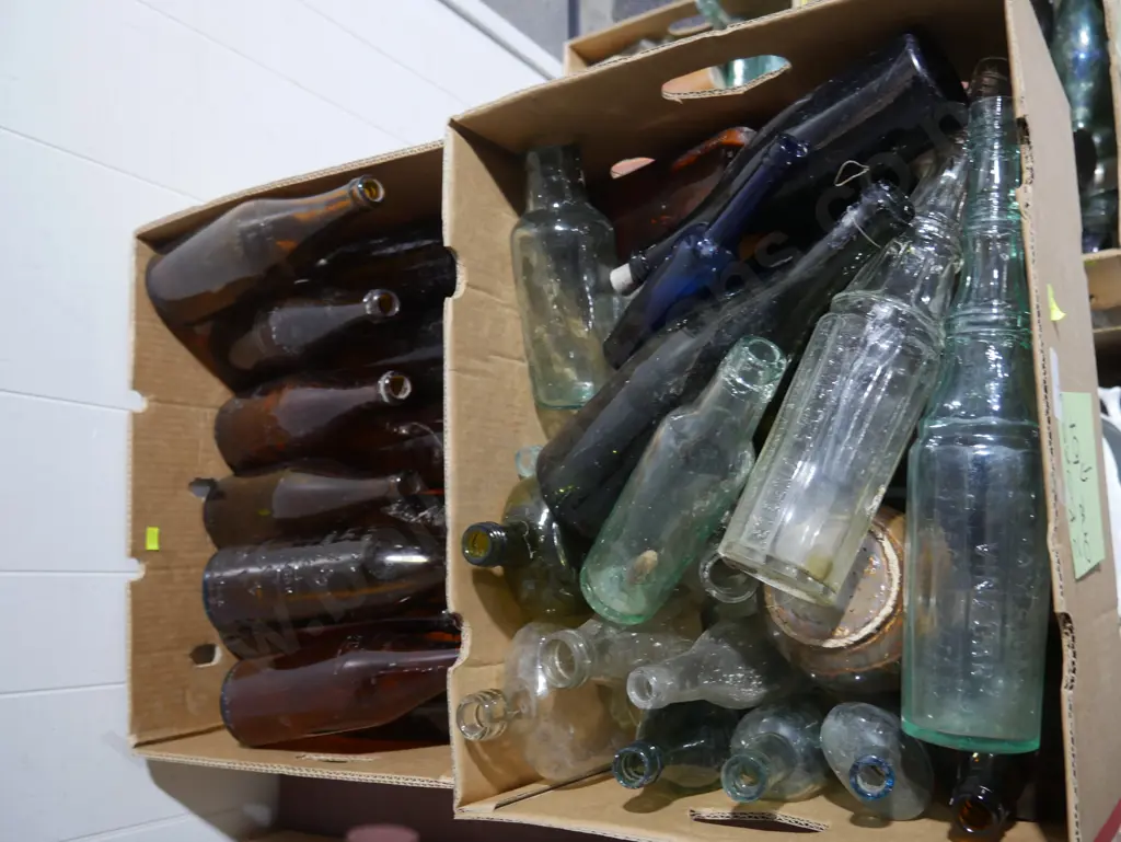 2 boxes of old glass bottles Image 1++