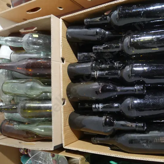 2 boxes of old glass bottles