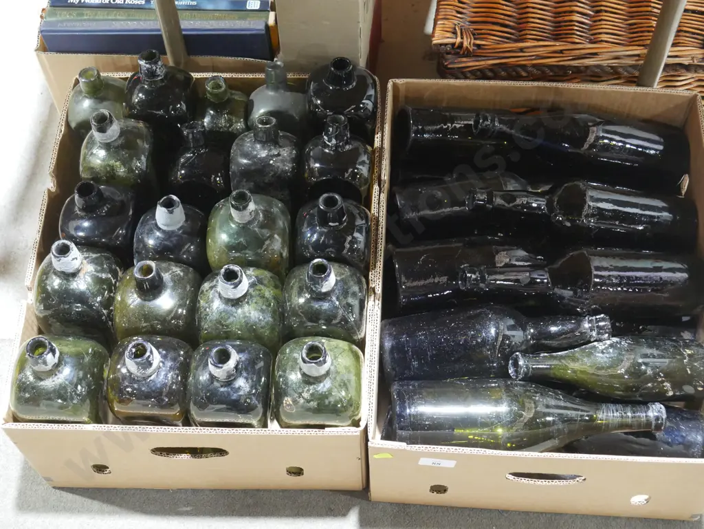 2 boxes of old glass bottles Image 1++