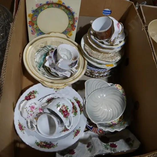 Box of assorted china