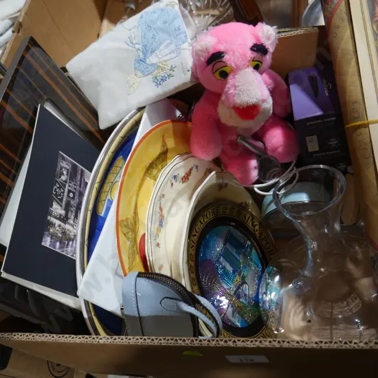 Assorted plates, sundries