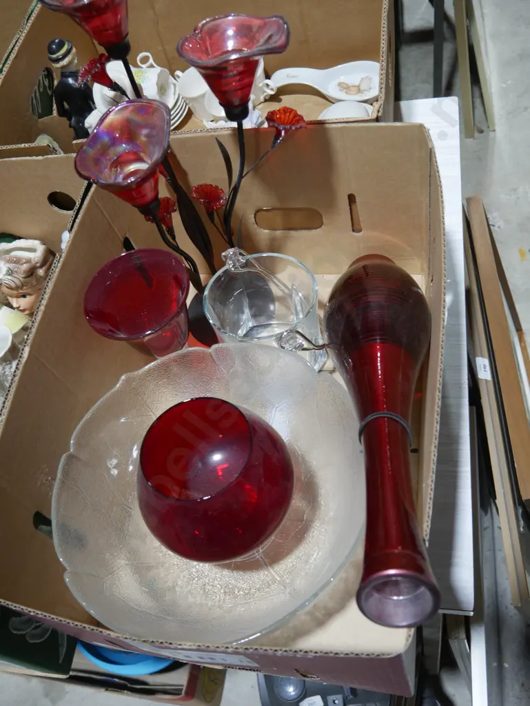 Red glass vase etc Image 1++