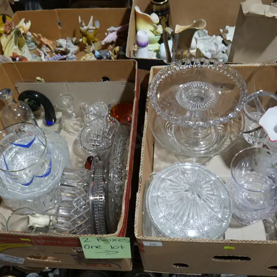 2 boxes glassware