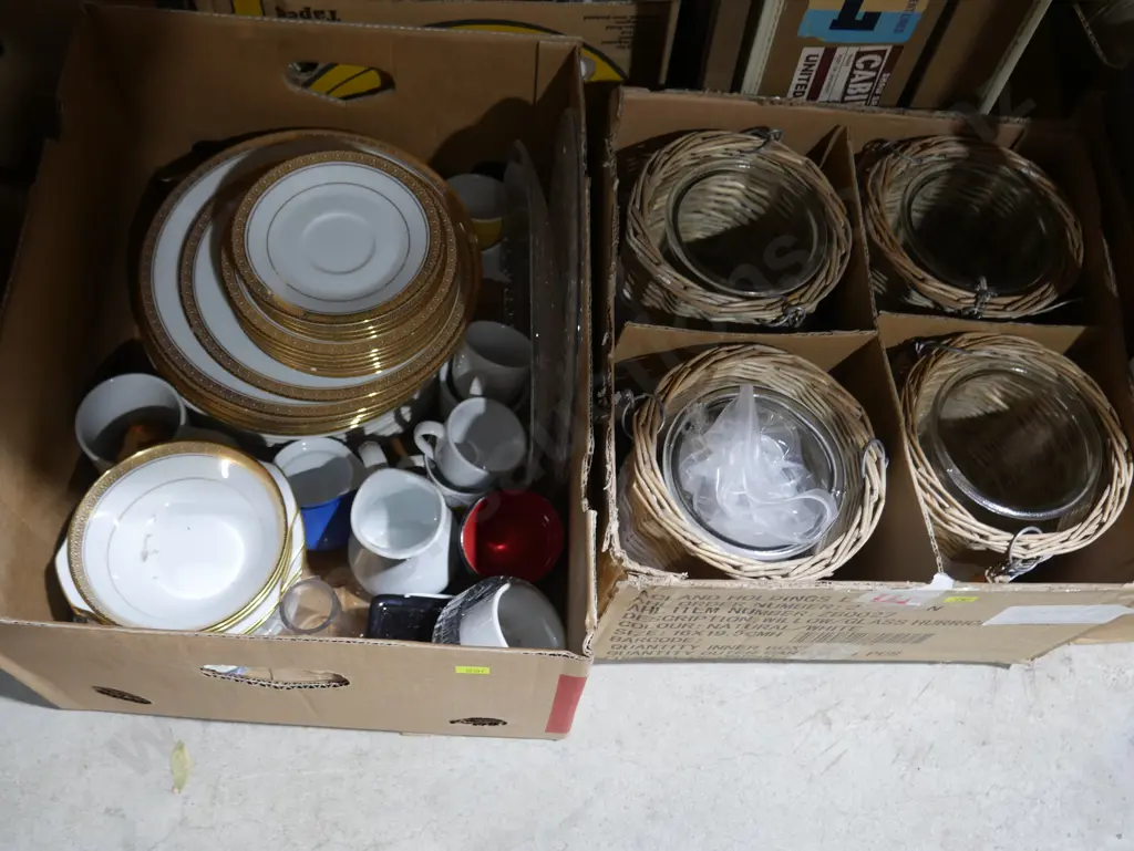 4 boxes Noritake dinnerware, glassware etc Image 1++