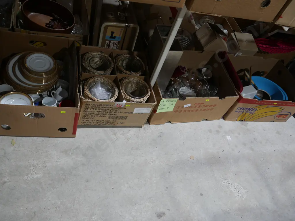 4 boxes Noritake dinnerware, glassware etc Image 1++