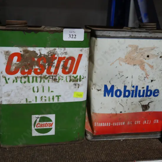 Castrol and Mobilube tins