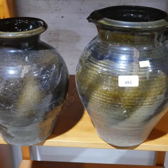 Pottery vase and jug
