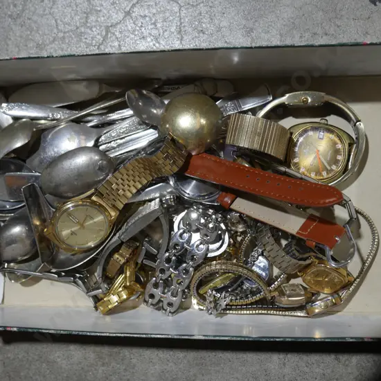 Wrist watches, cutlery