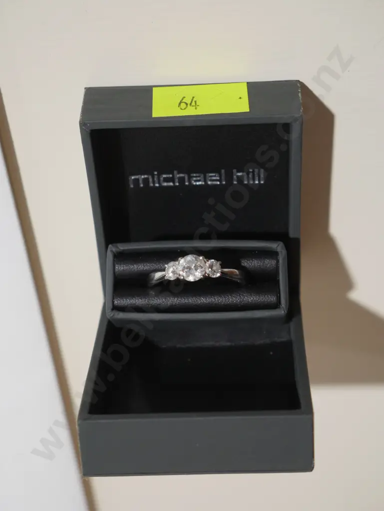 Michael Hill 14ct WG 3 stone ring - retail $6599 Image 1++