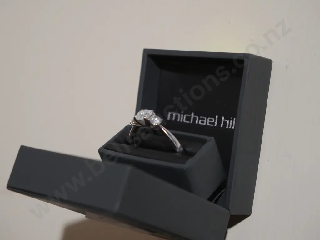Michael Hill 14ct WG 3 stone ring - retail $6599 Image 1++