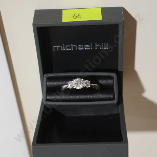 Michael Hill 14ct WG 3 stone ring - retail $6599