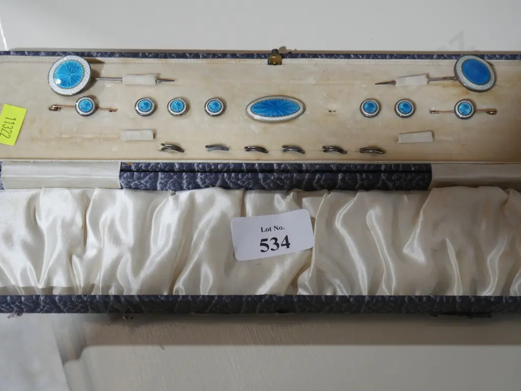 Sterling silver and enamel Guilloche set Image 1++