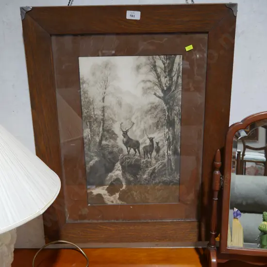 Oak frame deer picture