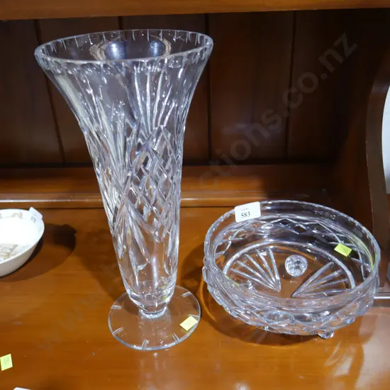 Crystal vase and bowl