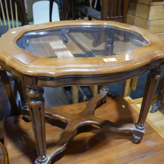 Wood and glass top coffee table