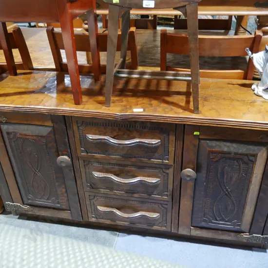 Chip carved sideboard