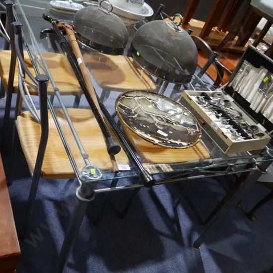 Glass top dining table and 4 chairs