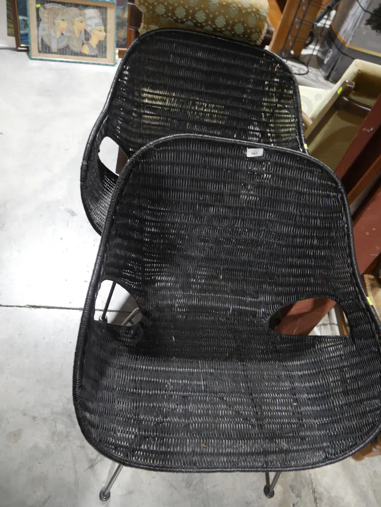 Pair of black wicker chairs Image 1++