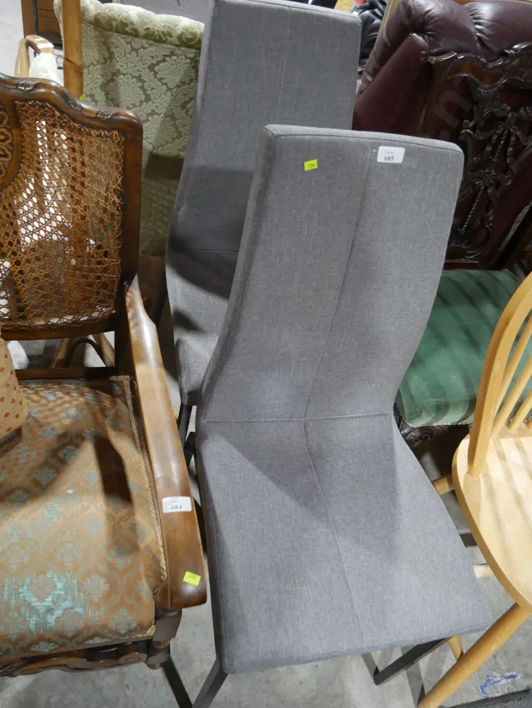 2 gray dining chairs Image 1++