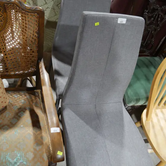2 gray dining chairs