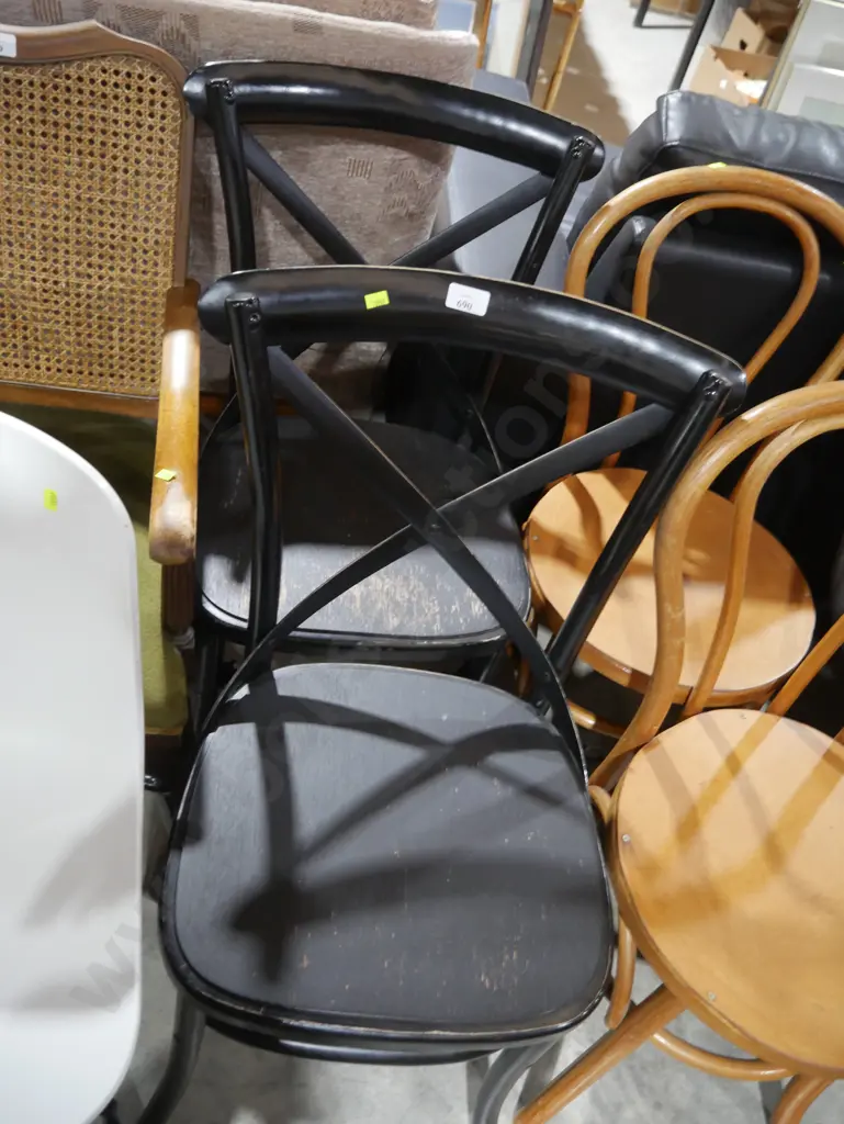 2 black wooden dining chairs Image 1++