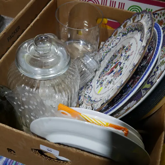 Plates, glass jars