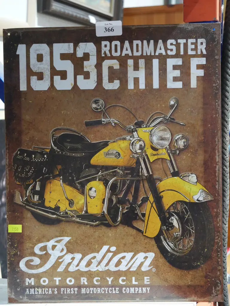 Tin sign Indian bike Image 1++
