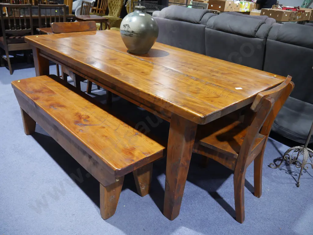 Dining table 2 chairs 2 benches Image 1++