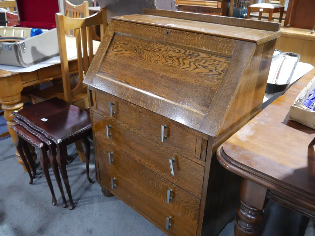 Oak drop front desk Image 1++