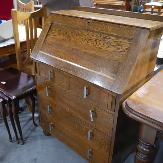 Oak drop front desk