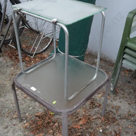 2 glass top side tables