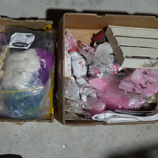 Two boxes of craft items etc