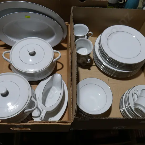 Two boxes of dinnerware