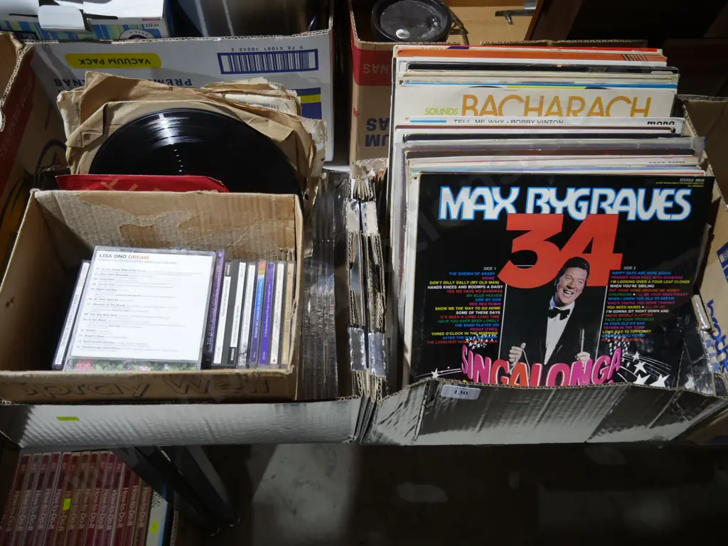 Two boxes of records, CDs Image 1++