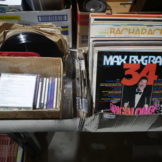 Two boxes of records, CDs