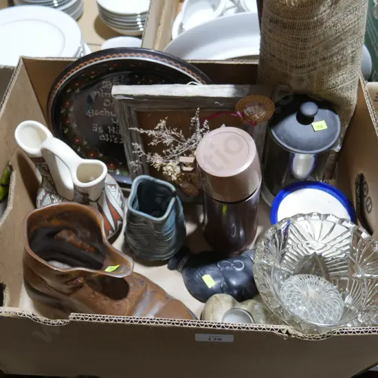 Pottery vases, boot etc