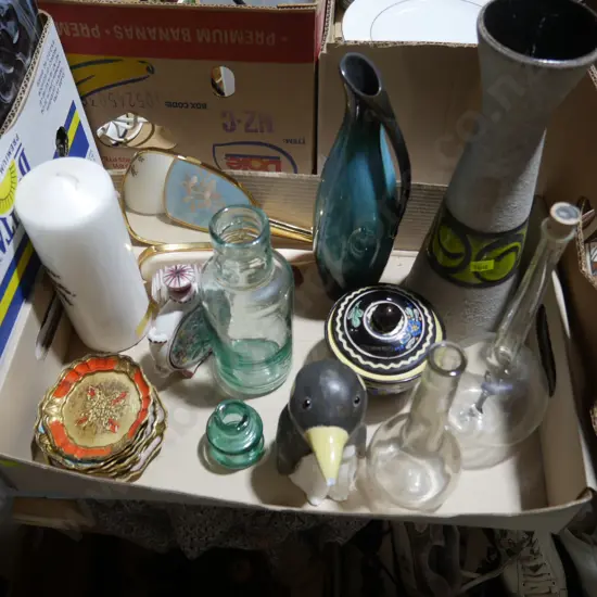 Vases, mirror and brush etc