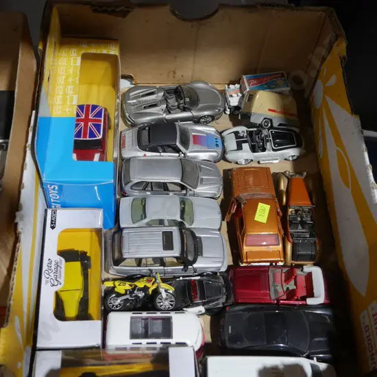 Box of model cars
