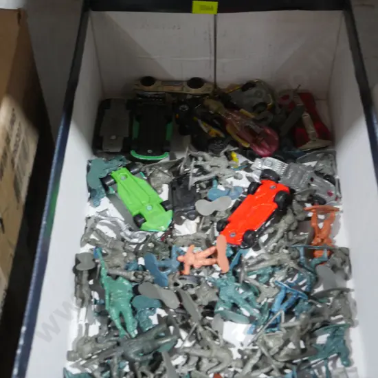 Plastic army men, toy cars