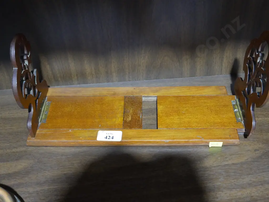 Wooden carved sliding book end Image 1++