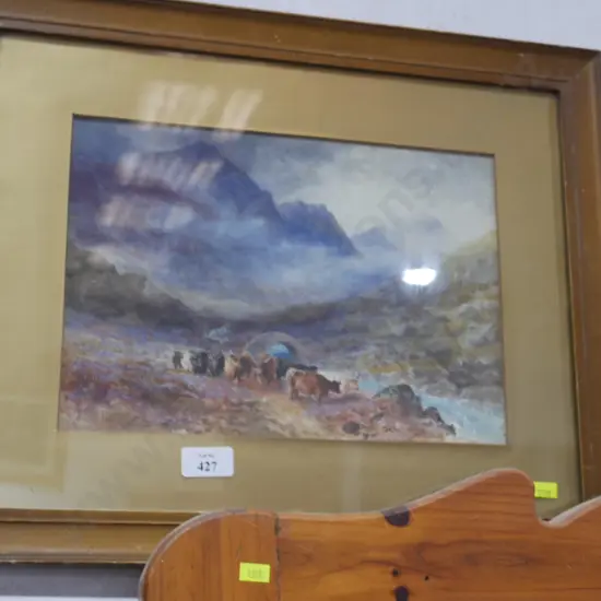 Framed watercolor artwork