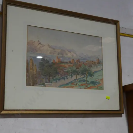 Framed watercolour by E. S. Ryne